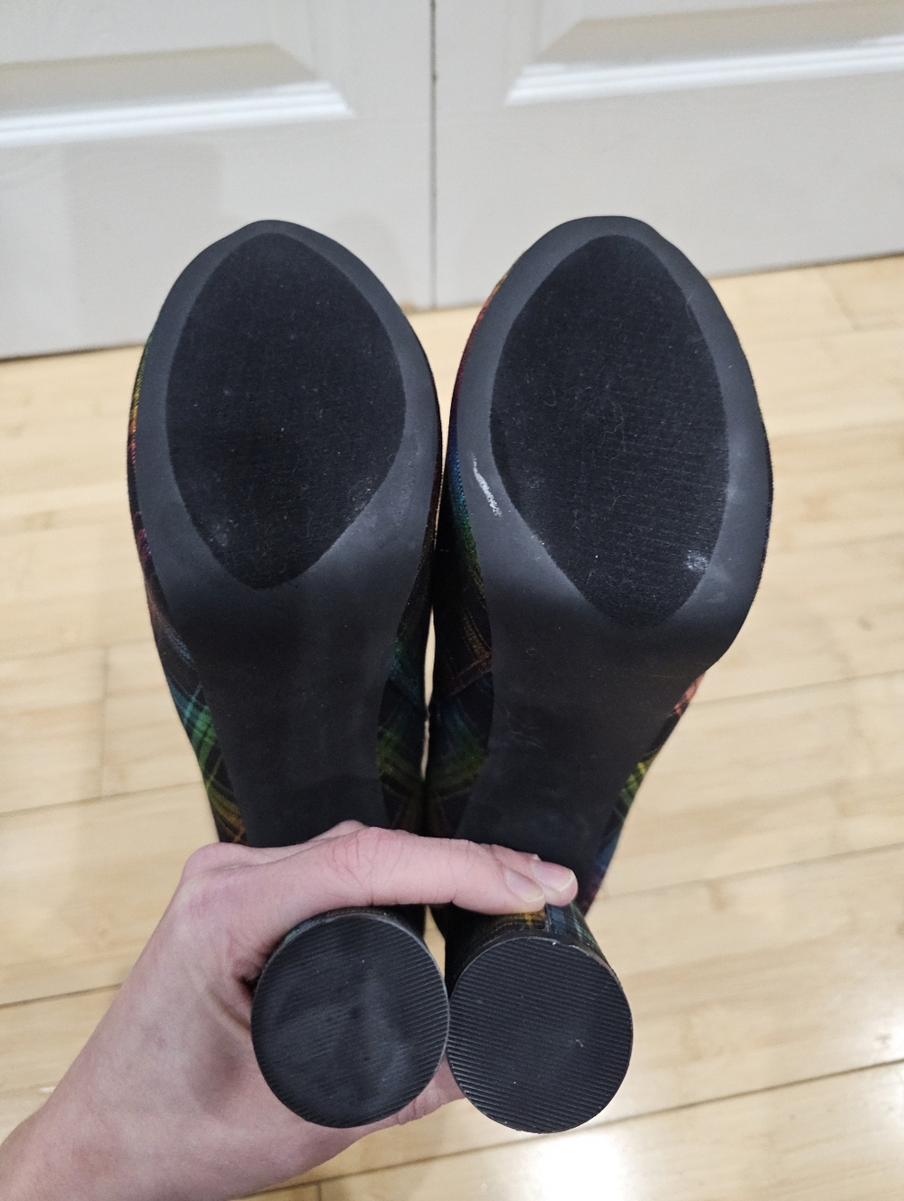 Privileged Lemon Drop Questar Rainbow Black Shiny Black Platform High Heel Boots - Picture 8 of 10